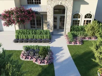 3D Exterior Scene 3D model design garden and landscape  3D model 5