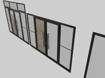aluminum glass door collection Low-poly 3D model