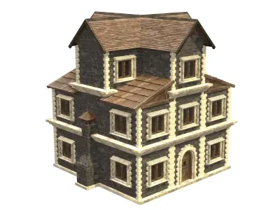 medieval house low poly city town residential house 32 Free low-poly 3D model