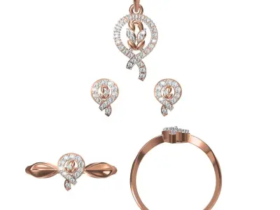 Light wt Ring Earrings Pendant set 3dm stl 1-render details 3D print model