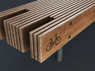 Modern Outdoor Bench 51 PBR Game Ready Low-poly 3D model