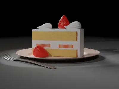 Strawberry cake classic 3D model  3D model