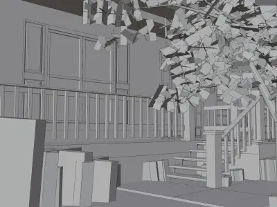 Cartoon house Low-poly 3D model