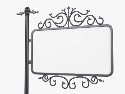 Forged column with hanging sign 03 3D model