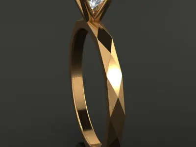 Low Poly Flat Facet Engagement Ring 3D print model