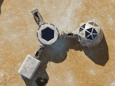 Mars base Low-poly 3D model