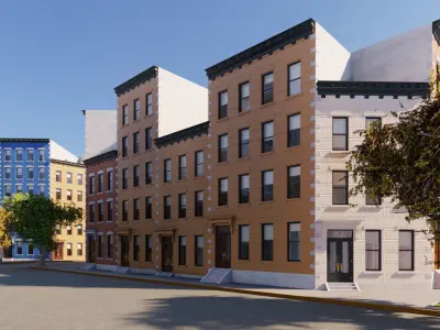 Row Townhouses New York style Low-poly 3D model