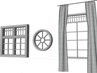 Windows window with glass Low-poly 3D model