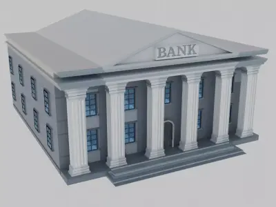 Bank Building Low-poly 3D model