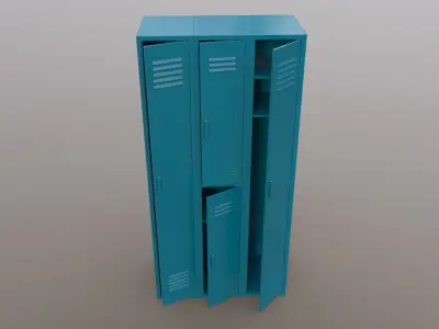 PBR School Gym Locker 04 - Blue Sea Low-poly 3D model