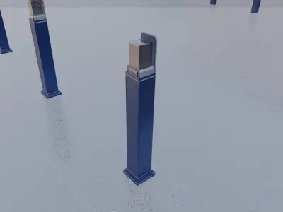 Street Light 8 Bollard 900 mm Futuristic Blue Version 2 Low-poly 3D model