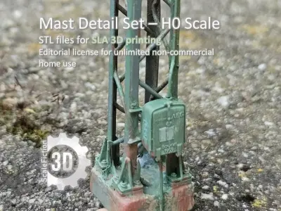 H0 Mast Detail Set - Foundation Base - DB Switch Box 1959 3D print model