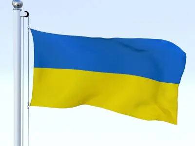 Animated Ukraine Flag Low-poly 3D model