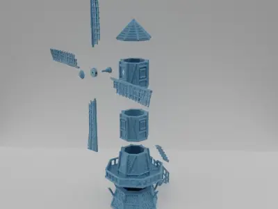 Medieval WindMill Tabletop Terrain 25 mm 3D print model