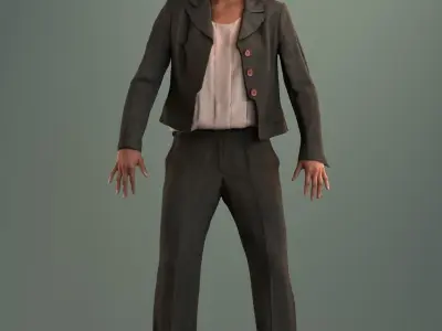 Rigged South American female 3D model in business attire Free low-poly 3D model