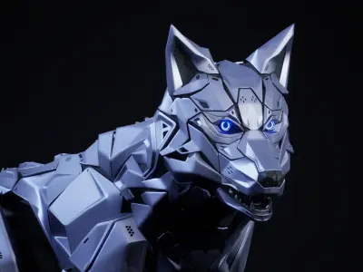 Robot Wolf Low-poly 3D model