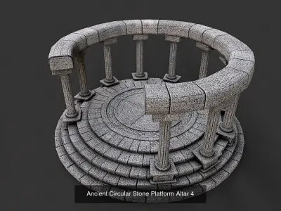 Ancient Circular Stone Platform Altar Collection 3D Model Pack
