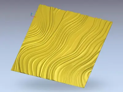 Modern Wave Decorative Relief Wall Decor Set STL Mural CNC 403 3D model