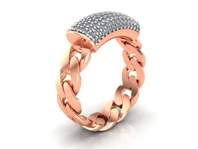 0127 - Cuban Chain Ladies Ring 3D print model