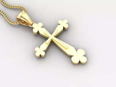 Light Gold 18K Cross Pendant 2CP022 3D print model