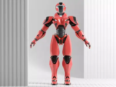 RED SCI-FI ROBOT Low-poly 3D model