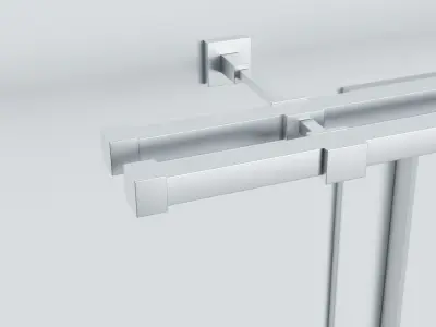 Curtain Rods with Hangers Cube Ends 3D model