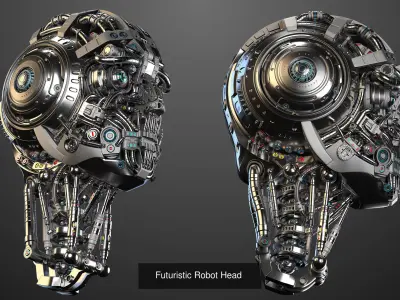 Robot Head Set - Futuristic Cyber Collection  3D Model Pack