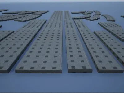 Lowpoly Modular PBR Pavements 3 Low-poly 3D model