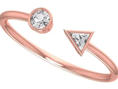 Solitaire Women Light Weight trillion cut Stone Band Ring 3D print model