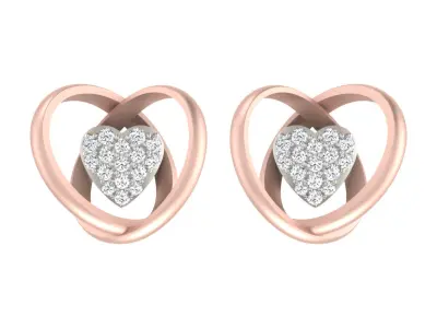 Light Weight Rose Gold Diamond Earring  -DDS PN 185 3D print model