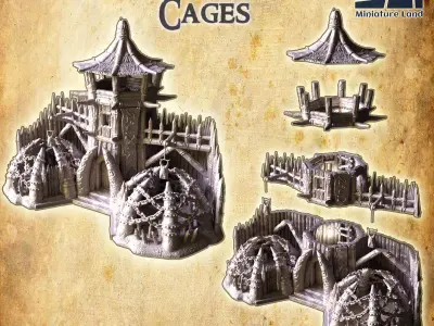 Orc Beast Cages Tabletop Terrain 28 mm 3D print model
