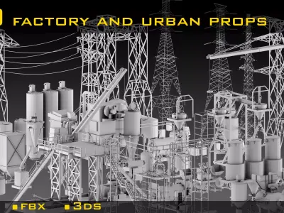 Factory and Urban Props- Vol 02 Low-poly 3D model