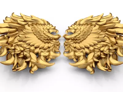 Wings Printable carved decorative 01 3D print model