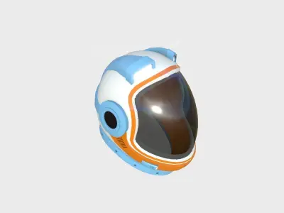 Astronaut Helmet B05 Blue Orange - Character Design Fashion Low-poly 3D model