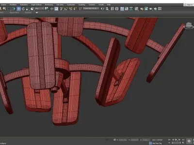 OLANNA chandelier made of wood and metal Low-poly 3D model