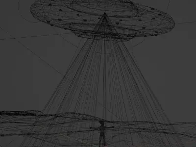 Stylized UFO and Alien Night Sky 3D Model for SciFi Low-poly 3D model