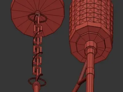 Aspiring chandelier with gold and glass shades 3D model