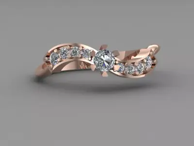Rose Gold Women Diamond Ring 3D print model 3D print model 57