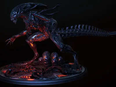 Queen Alien Low-poly 3D model