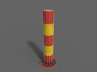 PBR Bollard RedYellow Low-poly 3D model