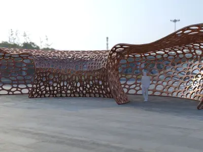 Futuristic pergola tunnel 3D model