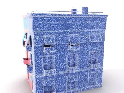 Charming Pink Building model pack Low-poly 3D model