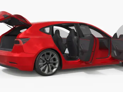  Tesla Model Q Electric Crossover Red Rigged 