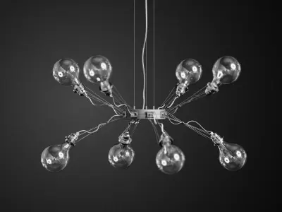 Matrix 8 chandelier with glass balls hanging from it 3D model