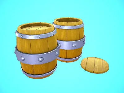 BARREL CARTOON STYLIZED Low-poly 3D model