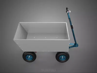 STEEL METAL BED TRAY BIN POWERED ELECTRIC CART TROLLEY WAGON TUB 3D model