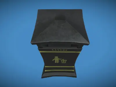 Stylized London UK Rubbish Bin Low-poly 3D model