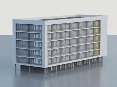 Modern multi-story office building Low-poly 3D model