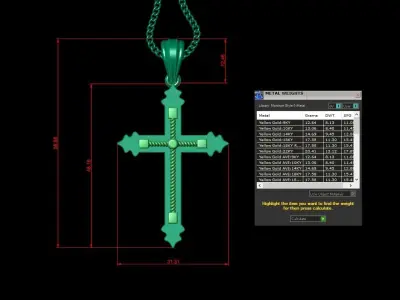 High Cross Pendant Light Gold 18K 4CP083 3D print model