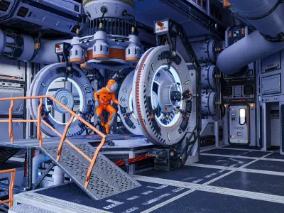 Modular sci-fi spaceship interior 3D model 3D model